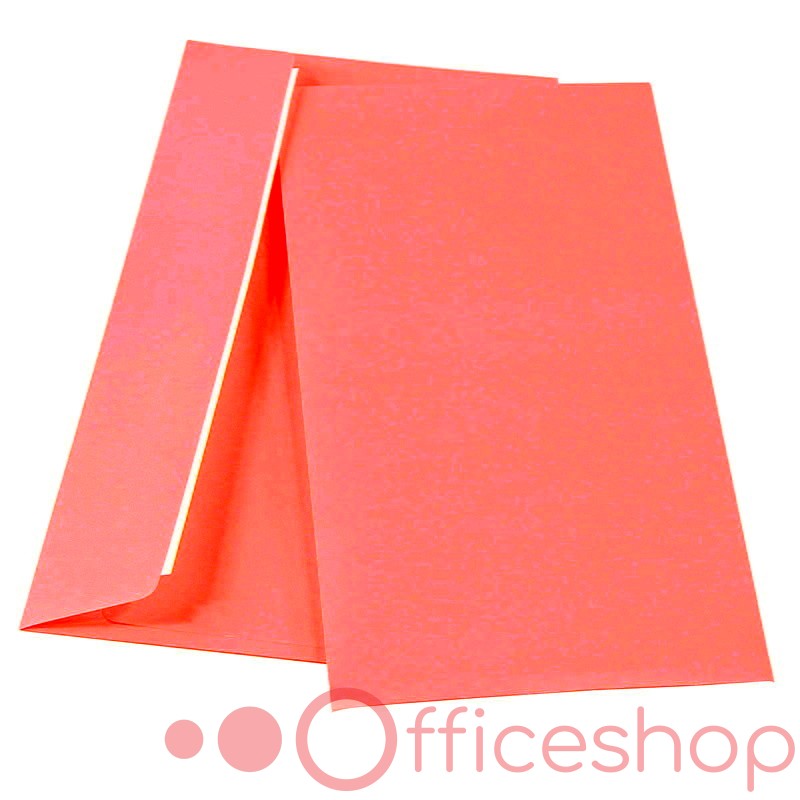 Plic, hârtie colorată, DL (110x220 mm), clapetă cu silicon rosu (SLK), 3569